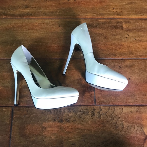 Nude/Beige Bebe Patent Pumps - 9 - EUC - Picture 2 of 4
